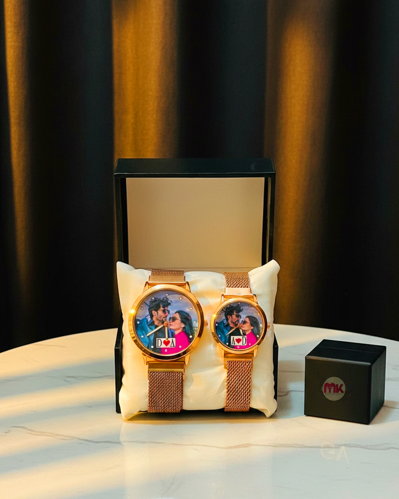 Customized Rose Gold Couple Watch Set